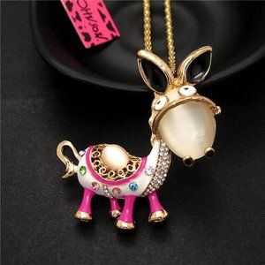 NEW Betsey Johnson Multi-Colored Donkey Necklace Pendant Chain